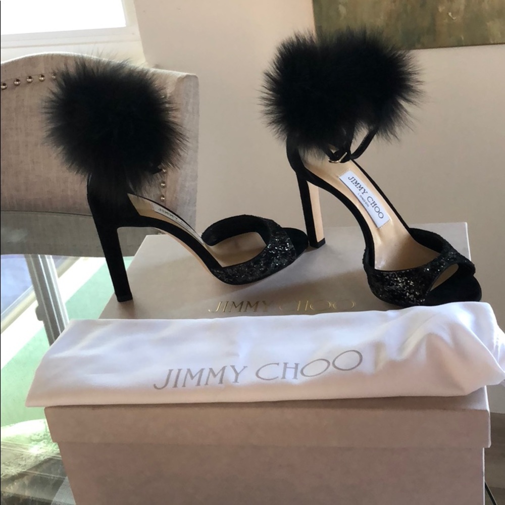 Jimmy Choo Suri Genuine Fox Fur Sandal Women 5.5 - Picture 7 of 8